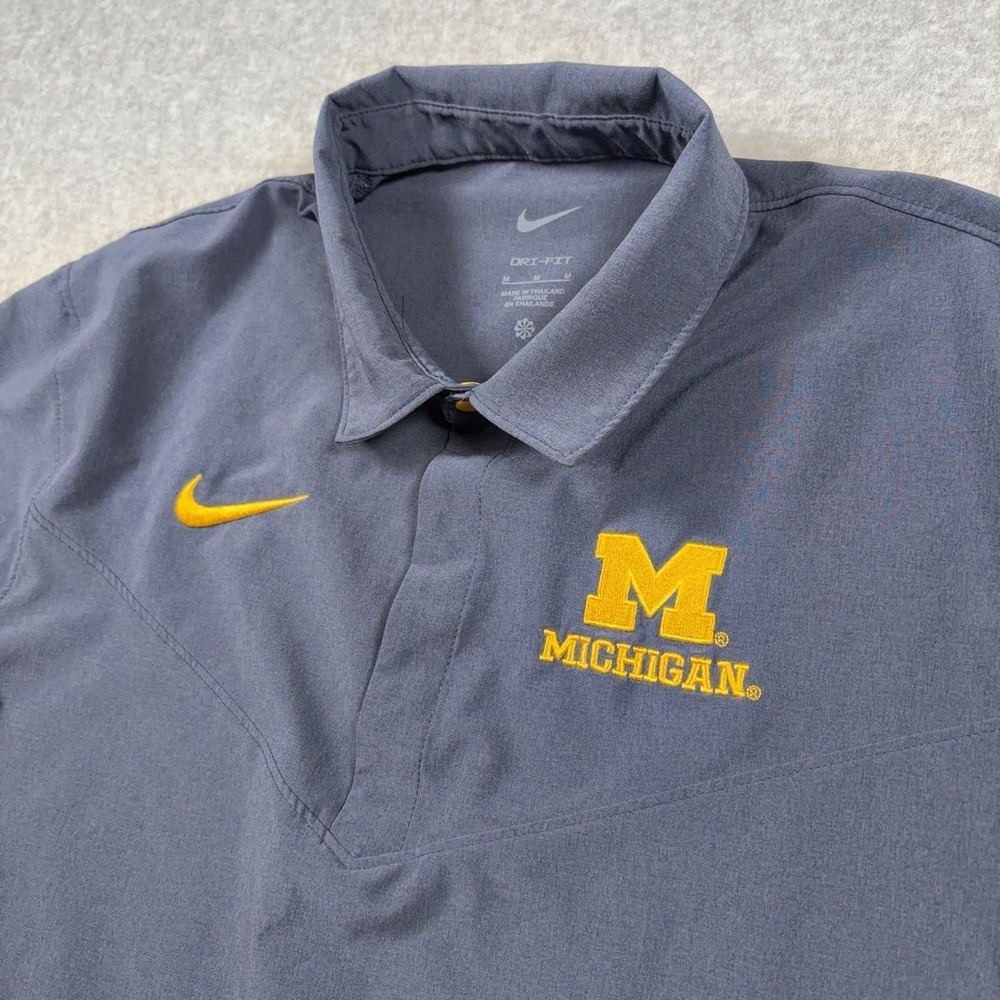 Nike Michigan Wolverines Dri-Fit Polo Mens Medium Blue NCAA Football DN6822-419